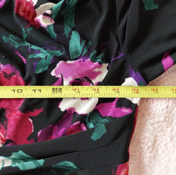 Lauren Ralph Lauren Floral Drape Neck Fitted Jersey Dress Size 8 Petite - Picture 8 of 11